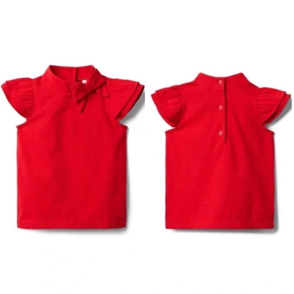 Janie and Jack Ruffle Bow Red Top Girls Size 3 Excellent Very gently used condit